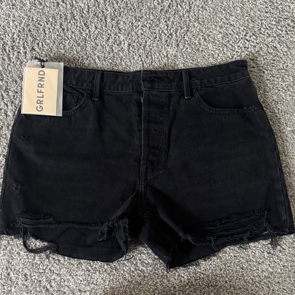 GRLFRND Jet Black Jean Shorts